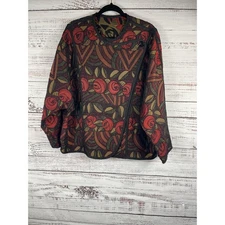 Michi Moon Jacket Women's 2XL Floral Tapestry Asymmetrical Button Boho Artwear