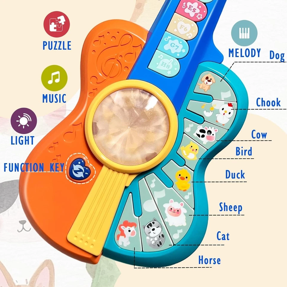 Juguetes musicales de guitarra para niños pequeños para niño/niña de 1-2 años, varios Foto 3 de 4