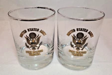Pair of Vintage United States Army Fort Belvoir, VA Tumbler Rocks Glass w/ Seal
