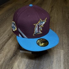Gorra Club Florida Marlins New Era 7 3/4 Aqua Teal Azul Granate Borgoña FSU