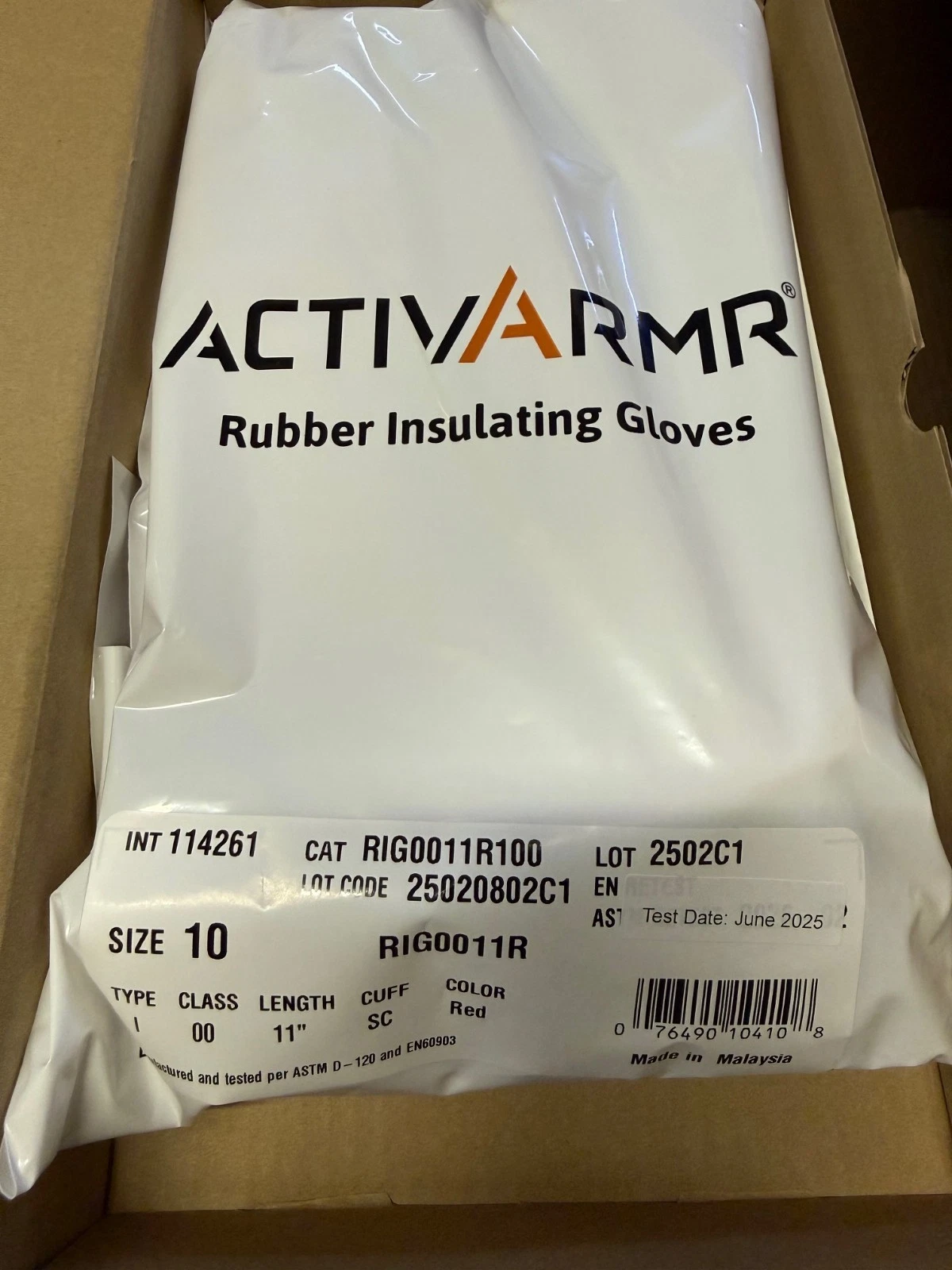 Ansell ACTIVARMR Rubber Insulating Gloves Size 10 RED Class 00 RIG0011R 114261