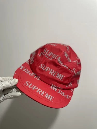 Casquette de camp SUPREME 3M réfléchissante répétition ROUGE taille unique