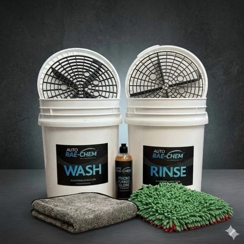 Car Wash Kit 2 Bucket Wash System Shampoo Mitt Drying Cloth Vikan