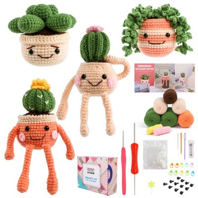 XKDOUS Crochet Kit Beginner Learn Animal Plant Family Video Tutorial Yarn Hook