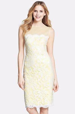 tadashi shoji illusion lace sheath dress Tadashi Shoji Lace Dress Sleeveless Sheath Illusion Neckline Cocktail Size 6