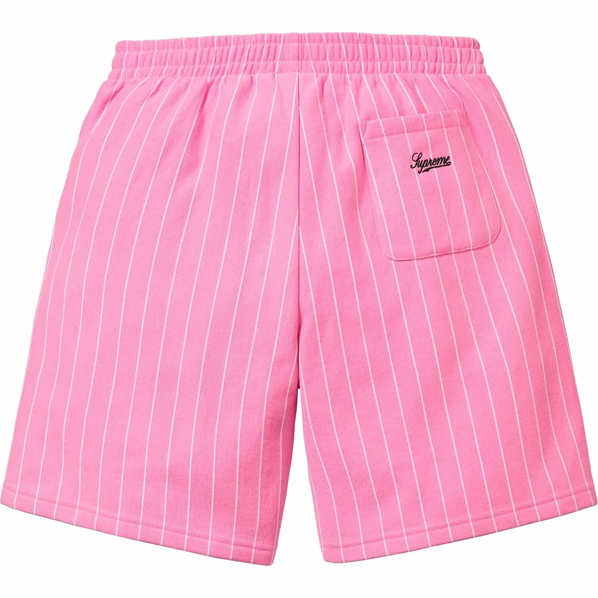 新品 SUPREME NEO PINK トレーニングパンツ ホットピンク Supreme Pinstripe Fleece Sweatshort Pink Size medium Embroidered