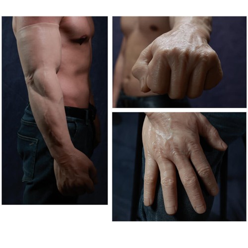 KnowU Silicone Muscle Gloves Male Hand Strong Arm Covers Cosplay Sleeves - Picture 9 of 12