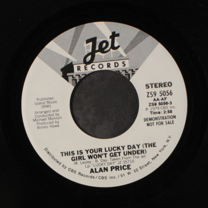 PRICE: this is your lucky day Jet Records 7" Single 45 RPM