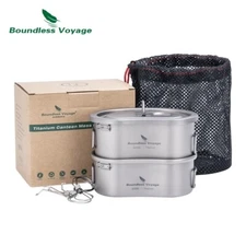 300ML 600ML Titanium Bowl Cup Set Ultralight Canteen Mess Kit Camping Cookware