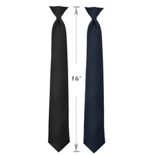 16 Inch Police Issue Clip-On Neckties in Black or Midnight Navy Blue