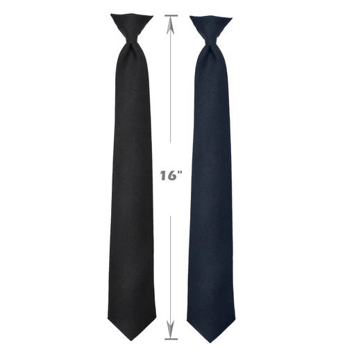 16 Inch Police Issue Clip-On Neckties in Black or Midnight Navy Blue