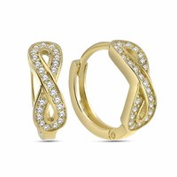 Creolen Ohrringe 925 Sterling Silber Vergoldet Infinity Zirkonia Echtschmuck Neu