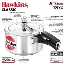 Hawkins Classic Pressure Cooker 3 Litre (Wide) Induction Compatible Multi Pot