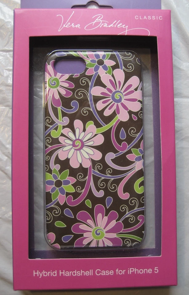 Funda rígida híbrida Vera Bradley usada en excelente estado púrpura perforada iPhone 5s/SE original Foto 2 de 3