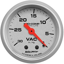 Auto Meter 4384 Ultra-lite Mechanical Vacuum Gauge 0-30 In Hg 2 116 52mm