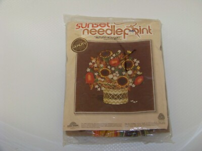 Vintage Sunset Needlepoint Kit ''Autumn Bouquet'' 20 x 20 - New in Package