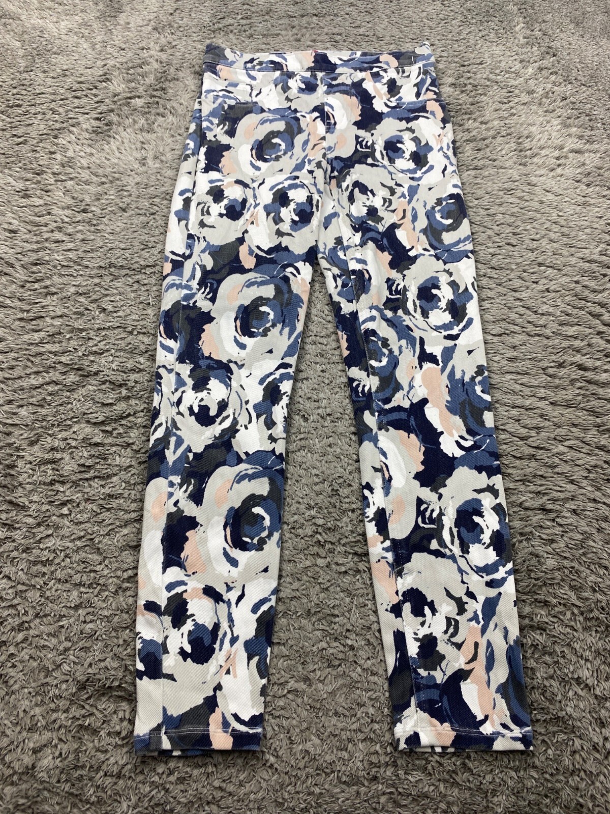 Spanx Jeanish Leggings Women Small Floral Skinny Ankle Crop Pull On Yoga Pants