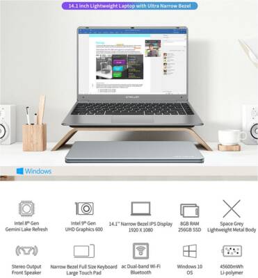 8GB RAM 256GB SSD Intel Gemini Lake N4120 1920x1080Dual-band Wi-Fi 14.1'' Laptop
