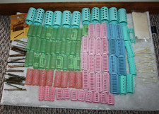 Mid-Century Vintage Plastic Hair Curlers Rollers and Pins Lot of 188 pieces VGC