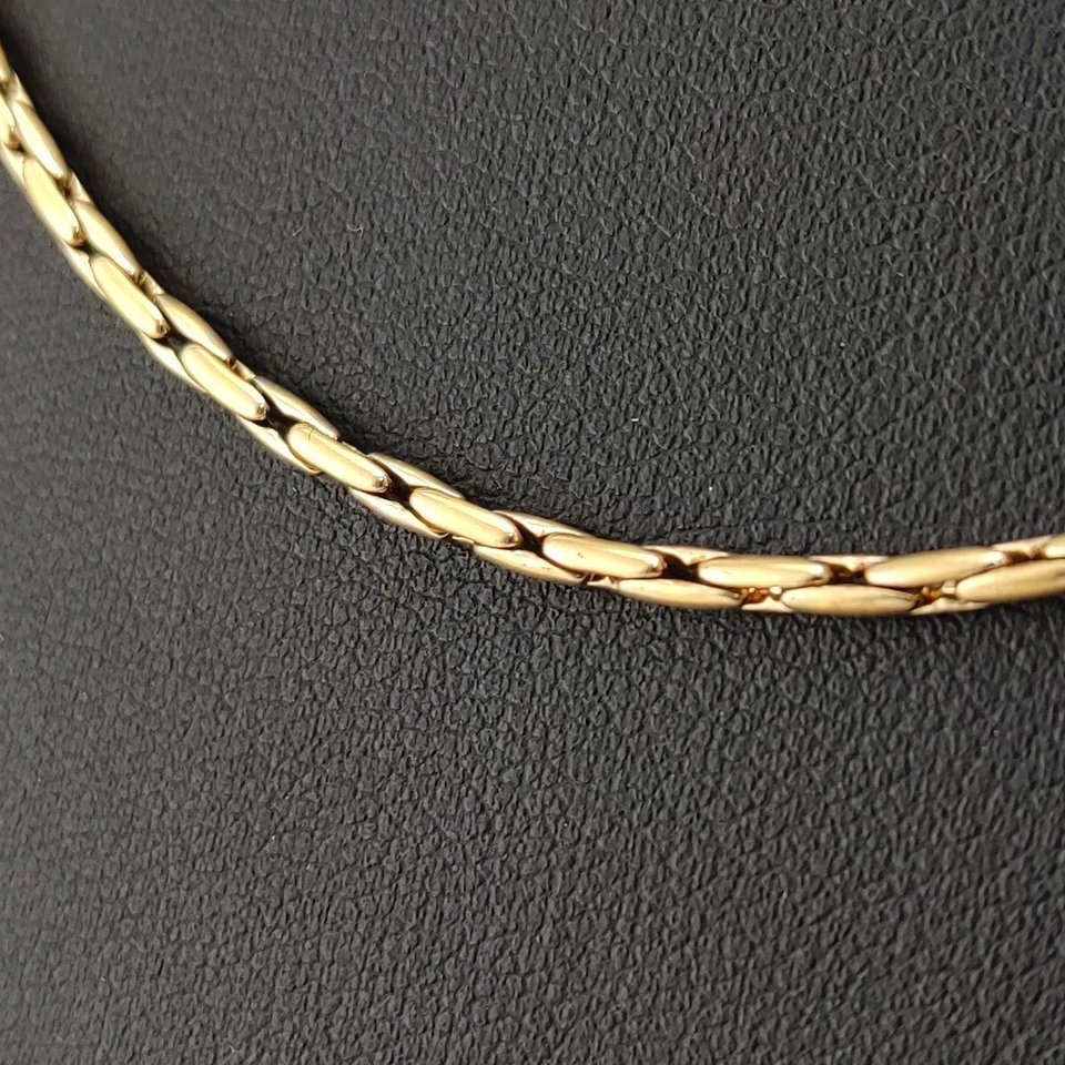 ⭐ Pierre Lang Halskette Collier Anhänger Strick Kette Perle Magnet Gold Go 125 ⭐ - Bild 2 von 3