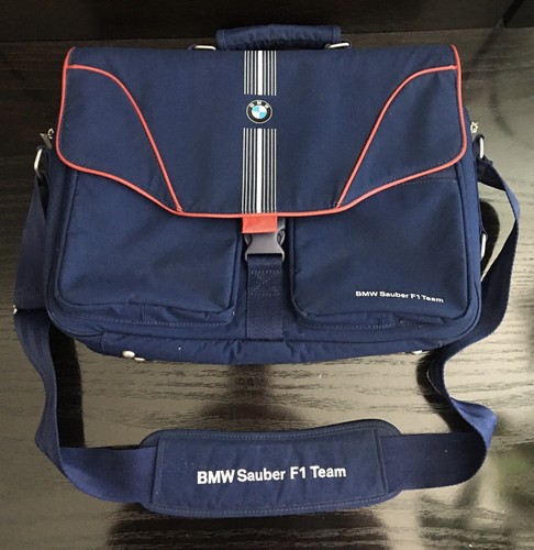 F1 BMW SAUBER RACING TEAM (2006-2009) VINYL BRIEFCASE SHOULDER STRAP-GENTLY USED - Afbeelding 1 van 9