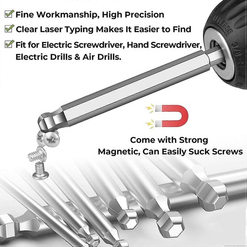 9pcs ball end hex screwdriver 1.5/2/2.5/3/4/5/6/8mm/10mm hex socket ball end - Picture 5 of 5