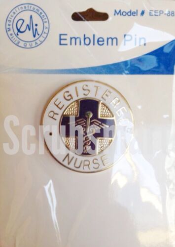 New In Packaging EMI Registered Nurse ROUND RN Emblem Lapel Pin Free Shipping - Bild 1 von 2