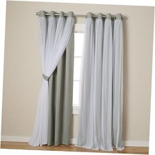 Talia Double Layer Indoor Curtains, Sheer 52"W x 84"L Pack of 2 Soft Grey