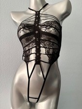 Victoria's Secret Playsuit Teddy Nwt Black Open Strappy Grommet Medium M