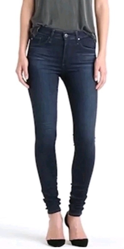 AG Adriano Goldschmied Farrah Skinny Ankle Jeans Black Gunmetal Sz 27