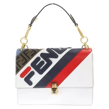 Fendi Fila Mania Collection Calf Leather Shoulder Bag White/Multi 8Bt283 A5Pl F1