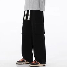Autumn New Men Cargo Jeans Baggy American High Street Multi-pocket