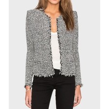 IRO Tweed Azure Blazer Jacket EUR 34 US XS Short Padded Shoulder Chic Business