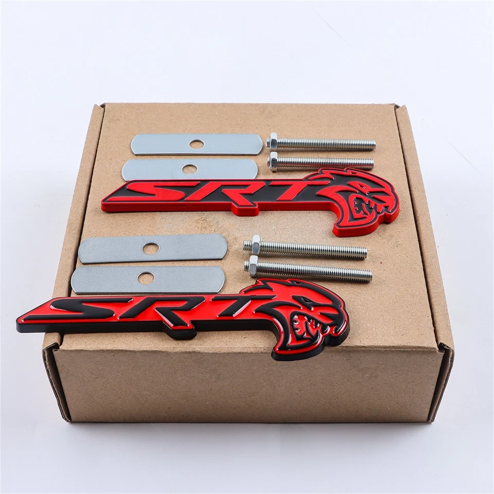 Metal For Charger SRT HellCat Grille Emblem Front Badge Adhesive Black Red Foto 2 de 4