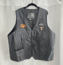 USA Bikers Dream Apparel Vest Mens 54 Black Genuine Leather