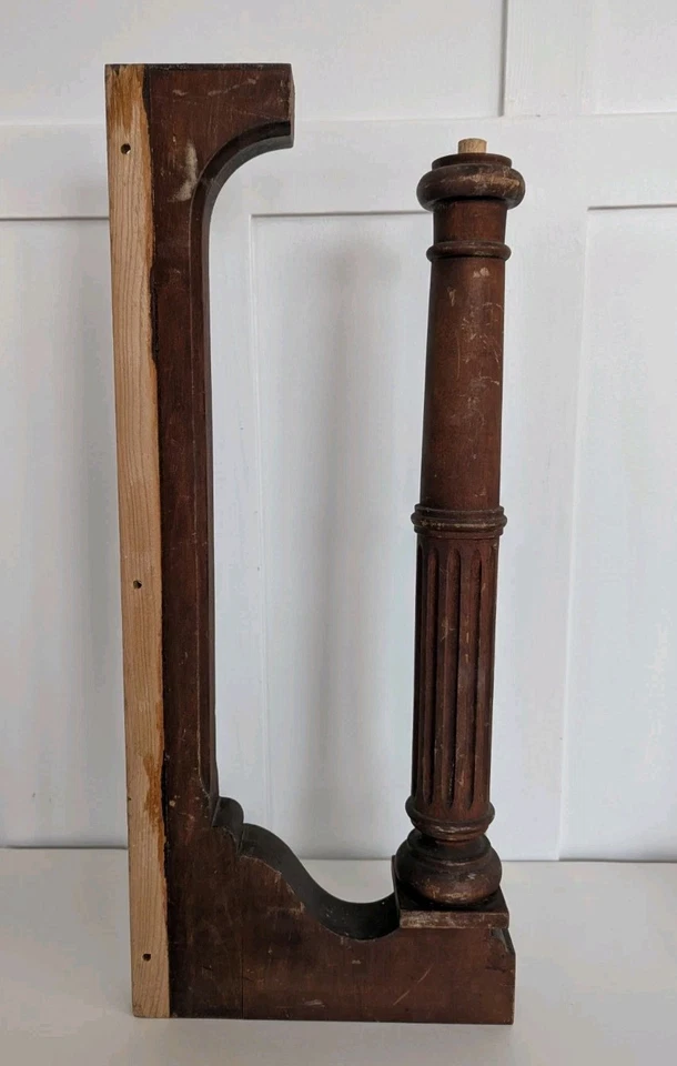 Antiguo remate de madera tallada poste columna salvamento arquitectónico Foto 4 de 4