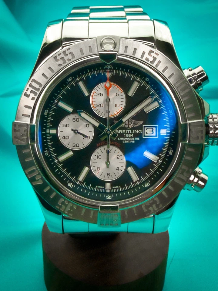 BREITLING SUPER AVENGER II BLACK DIAL STAINLESS STEEL WATCH A1337111/BC29 - Image 4 of 4