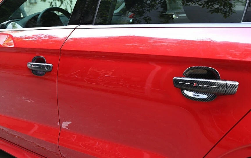 Para Audi A3 S3 RS3 2015-2020 fibra de carbono maçaneta lateral tampa tigela acabamento 12 peças - Imagem 2 de 4