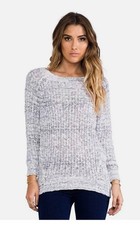 FREE PEOPLE Star Dune Slouchy ChunkyOpen Knit Sweater Gray  White. Size: Large