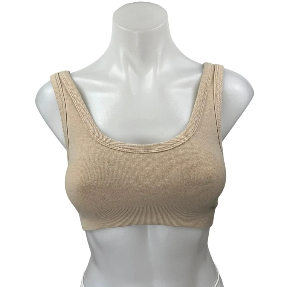 ALO Tostado Sin Mangas Tejido Pullover Ropa Activa Yoga Deportes Sujetador Corto Camiseta sin Mangas Talla S Foto 3 de 4