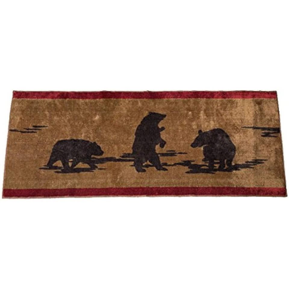Paseo Road Bear Print Baño Cocina Suelo Alfombra Baño, Rojo y Tostado Foto 4 de 4