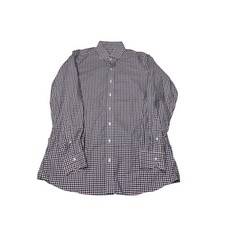Proper Cloth Mens Gingham Button Down Shirt Navy Burgundy White Cotton Size 17