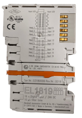 Beckhoff EL1819 EtherCAT Terminal 16-channel Digital Input 24VDC 10 µs