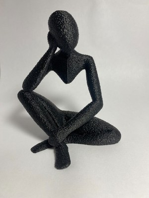 3D Printed Abstract Thinker Sculpture   Serene Minimal Art  Nobody  Statue