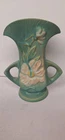 Vintage Roseville Pottery Green Peony Double Handled Vase 62-8" USA No Chips