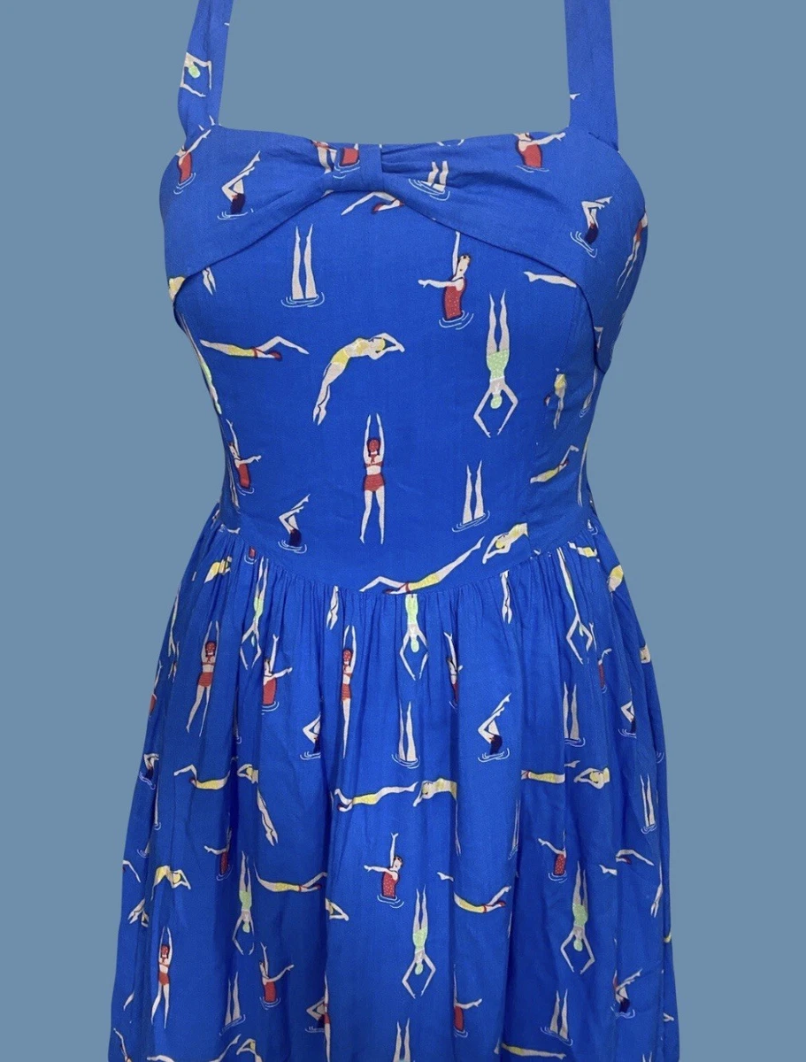 blue old dress Schoolmarm Ladies Vintage Dress Made in USA Turquoise / 16
