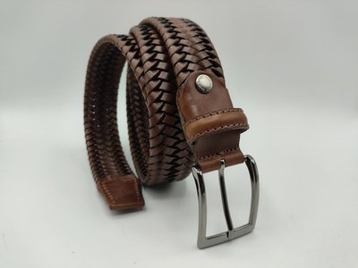 3,5 cm Stretch Leder Flechtgürtel Made in Italy Echtleder