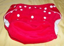 Cloth Diaper Cover Shell Reuse ONE Bum Snap Hook Loop LIL BUM red