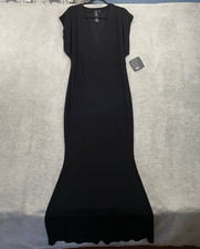Norma Kamali Dress Women's Large Black Seamless V Neck Rectangle Evening Formal