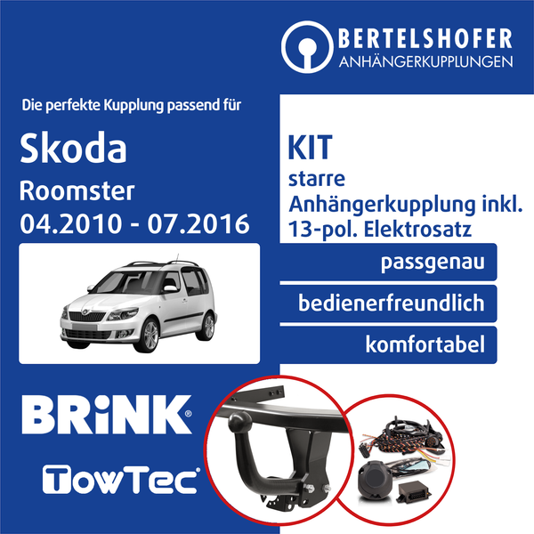 FüR Skoda Roomster Typ 5J 04.2010-07.2016 Ahk Starr +13Pol Spezifisch E-Satz Kpl-image